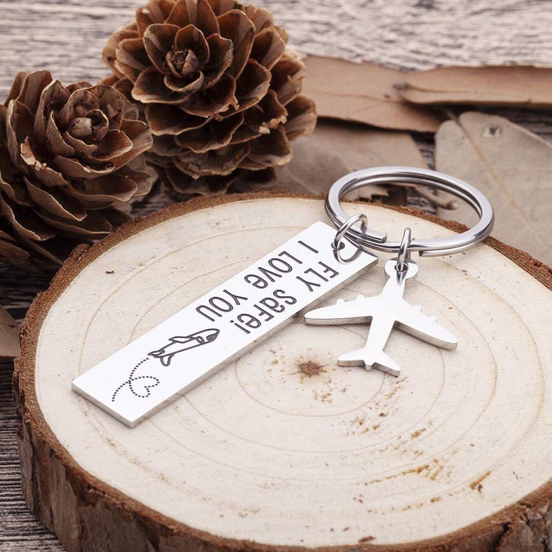 Fleure Esme Valentines Gifts for Him Pilot Gifts Fly Safe Keychain for Dad Boyfriend Husband Flight Staff Airline Worker Attendant for Men Women Long Distance Travel Gift Birthday Anniversary for Him - Image 4